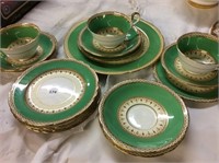 Partial set of Green Aynsley ‘Desborough’ Dishes