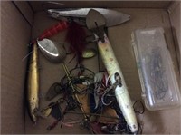 Box of misc Fishing Lures and hooks