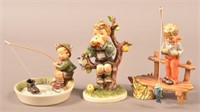 3 Hummel Figurines including The Angler. Two are