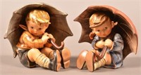 Umbrella Boy & Girl Hummel Figurines with boxes.