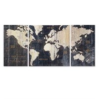WEXFORD HOME WORLD MAP 3PC GRAPHIC ART