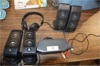 2 Pairs Logitech Speakers, 1 Headphone Etc