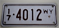 WY Vehicle License Plate (Motorcycle)