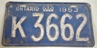 1953 Ontario License Plate