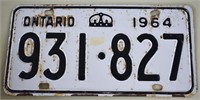 1964 Ontario License Plate