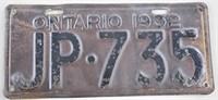 1932 Ontario License Plate