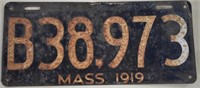 1919 Massachusetts License Plate