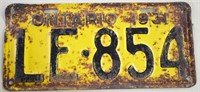 1931 Ontario License Plate