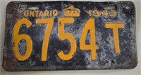 1943 Ontario License Plate
