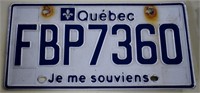 Quebec License Plate