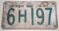 1941 Ontario  License Plate