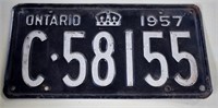 1957 Ontario License Plate