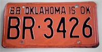 1968 Oklahoma  License Plate