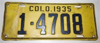 1935 Colorado  License Plate