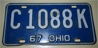 1967 Ohio  License Plate