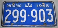 1965 Ontario  License Plate