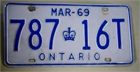 Mar 1969 Ontario License Plate