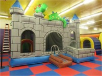 Large Inflatable Grey Castle with Dinosaurs: 20' x