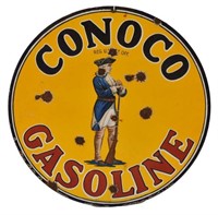 Conoco Gasoline Minuteman Porcelain Sign