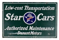 Star Cars Durant Motors Porcelain Sign
