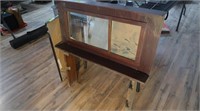 Vintage wooden shelf with glass pane 32.5" x 34"