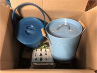 METAL PAIL AND MISC ITEMS