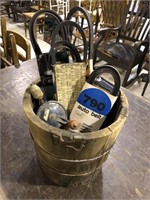 WOODEN BUCKET AND BELTS