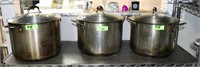 SET OF THREE STAINLESS STEEL POTS