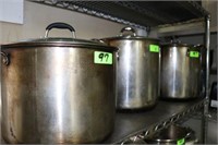 SET OF THREE STAINLESS STEEL POTS