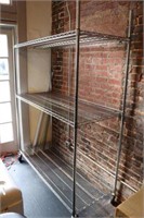 STAINLESS STEEL WIRE SHELVING RACK ON CASTERS