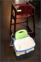 WOOD AND PLASTIC HIGH CHAIRS