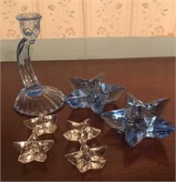 Cambridge glass candle holders: 4 small five