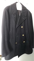 Navy heavy pea coat size 44 black in color