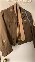 Army heavy wool lined blazer with pins, cord, and