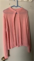 Women’s cardigan, pink with bow buttons size L