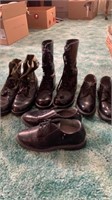 Lot of four uniform shoes, two pairs of boots,