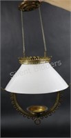 Retractable Oil Hanging Milk Glass Shade & Frame
