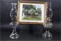 Kerosene Clear Embossed Oil Lamps & Framed Print