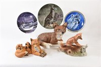 Royal Doulton Plate & Fox Figurines