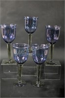 Set of Five Color Stemware Glasses, Two Tone Glass