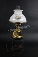 Electric Brass & Milk Glass Shade Table Lamp