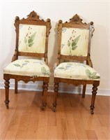 Eastlake Victorian Armless Carved Parlor Chairs