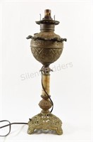 Electrified Kerosene Oil Lamp Brass Font & Column
