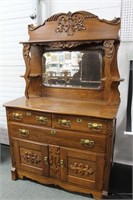 OAK BUFFET WITH MIRROR BACK