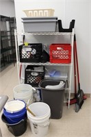 Cleaning supplies and shelf