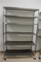 6 shelf metal storage rack on wheels