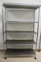 5 shelf metal storage rack on wheels