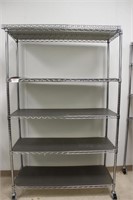 5 shelf metal storage rack on wheels