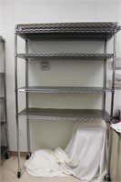 4 shelf metal storage rack on wheels