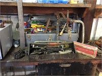 Tool box with assorted tools & misc
